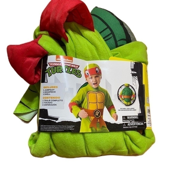 Teenage Mutant Ninja Turtles Costume NEW 2T Bodysuit Shell Hat Raphael - Picture 1 of 6